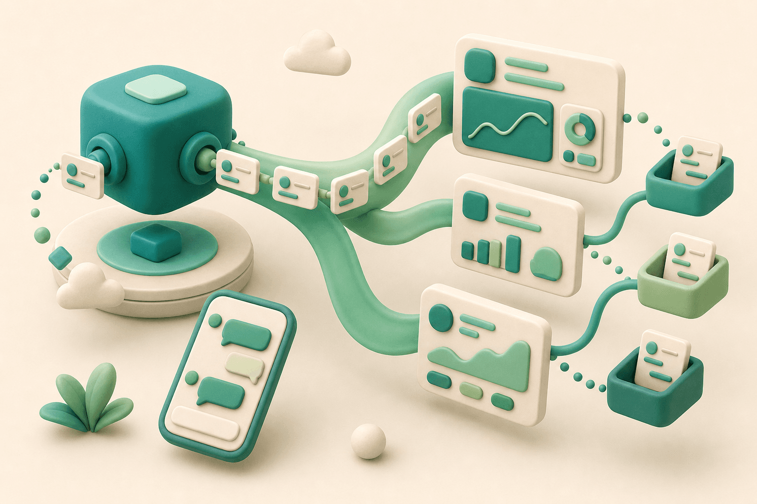 Illustratie: API- en webhookstroom van leads naar afnemers met WhatsApp-opvolging